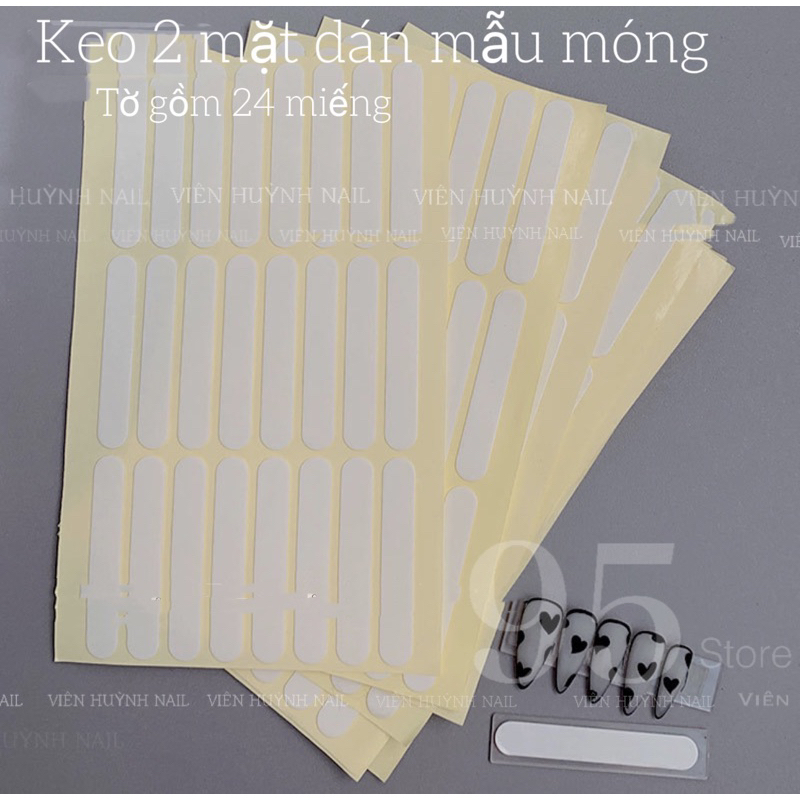 Keo 2 mặt dán móng mẫu, nail box - Set 24 miếng