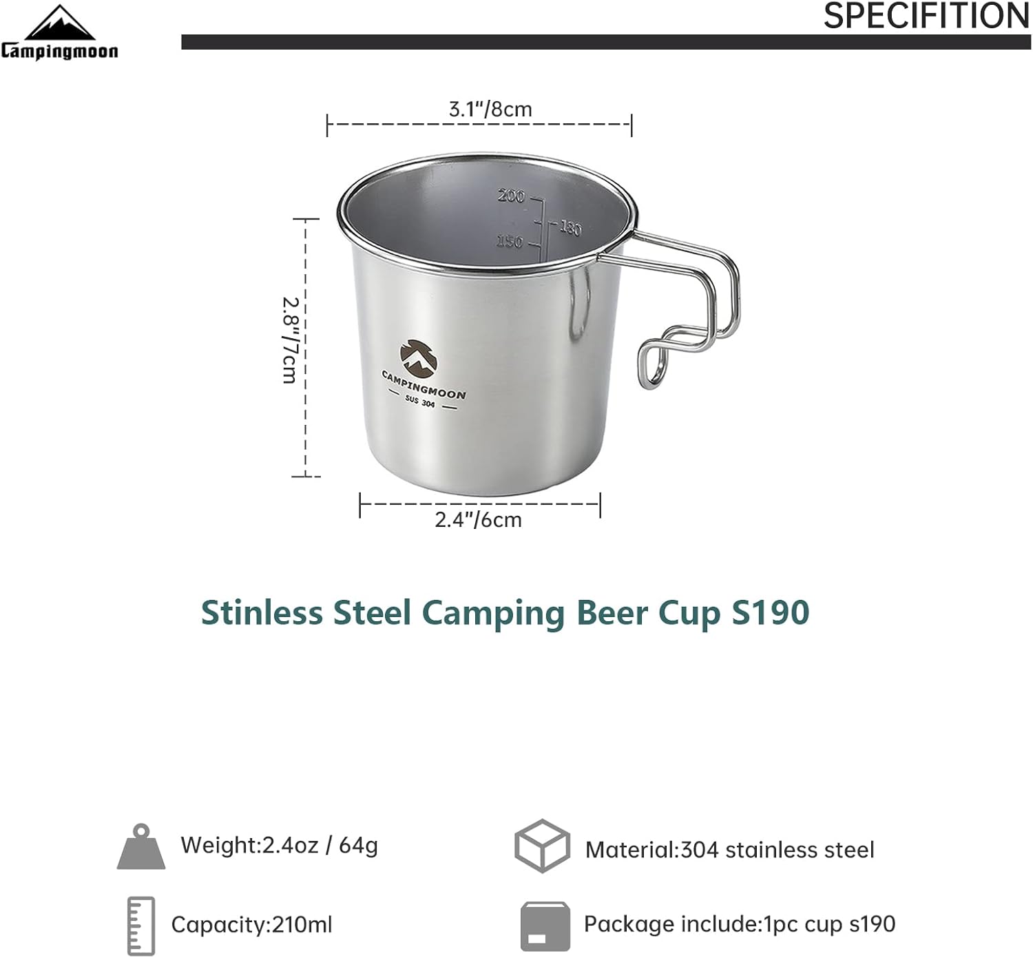 Ly, cốc uống nước Campingmoon S190 (210ml)