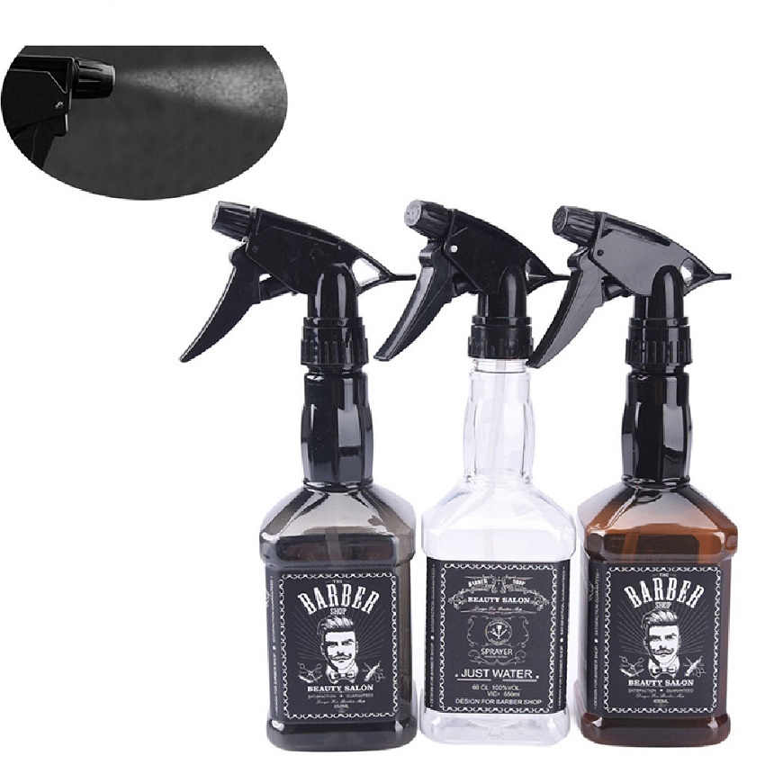 Bình xịt nước cắt tóc nam barber shop. bình xịt nước cắt tóc hình chai rượu dung tích 500ml