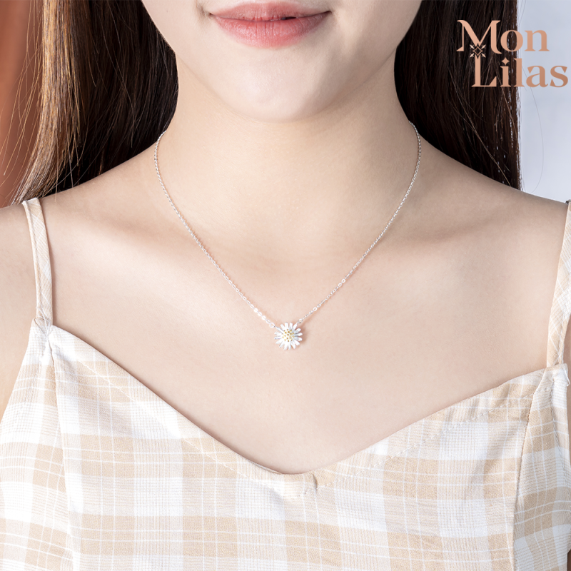 Dây Chuyền Nữ, Dây Chuyền Bạc Nữ Đẹp, Dây Chuyền Hoa Cúc Chất Liệu Bạc ý Cao Cấp - Trang Sức Mon Lilas