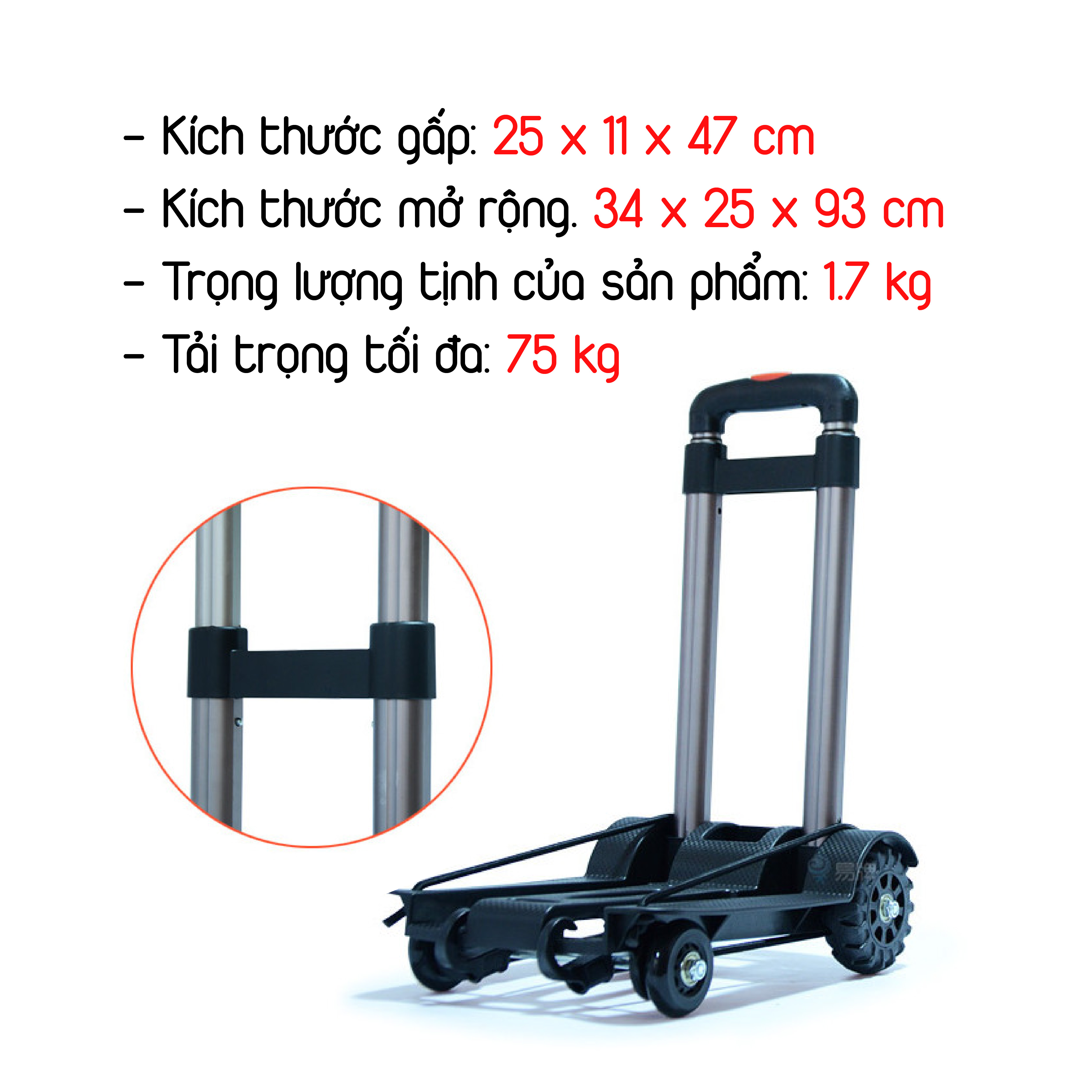 Xe Đẩy Hàng Gấp Gọn  60kg- XKT02