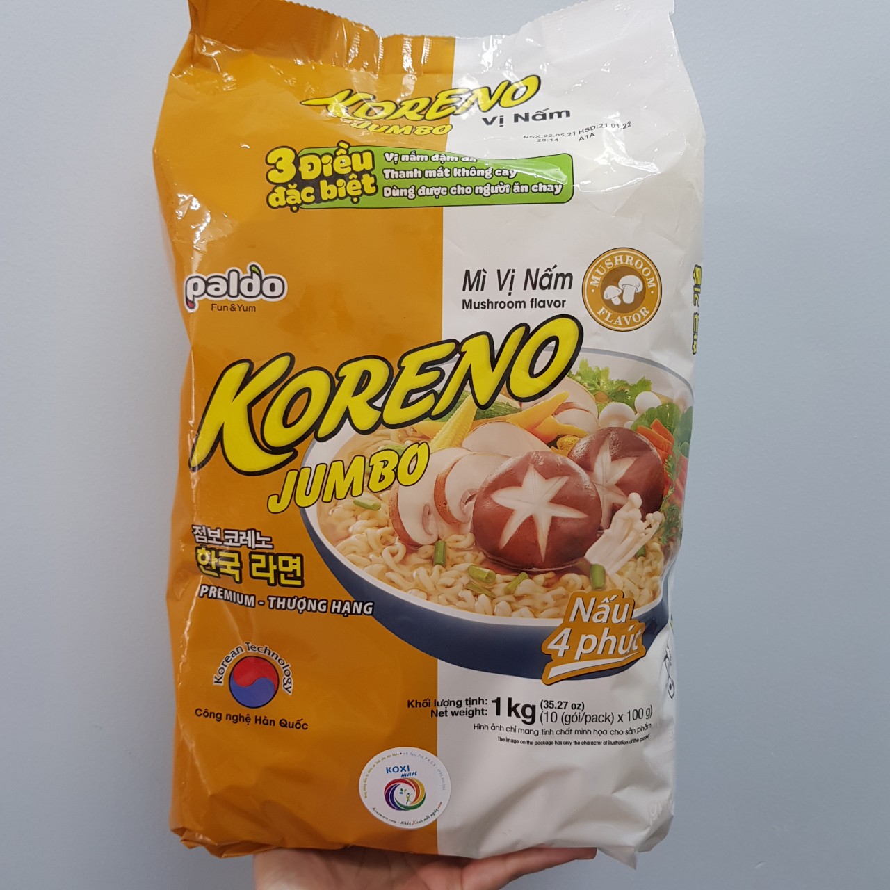 Mì Koreno Hàn Quốc, túi 1.0kg (10 gói)
