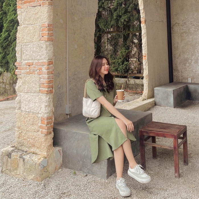 Đầm Sơ mi sọc xanh