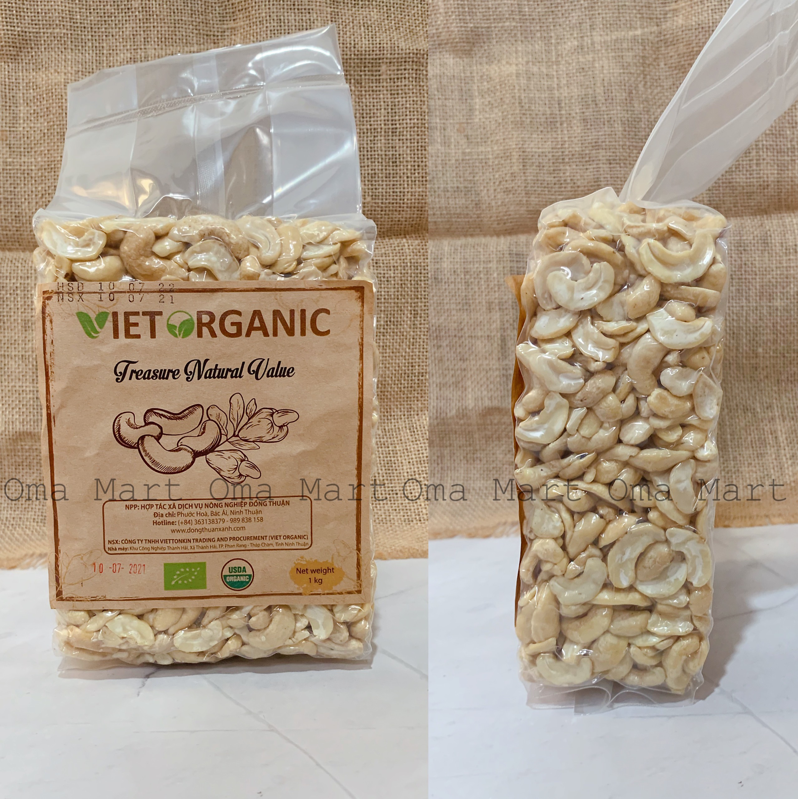 Vietnamese organic white synthetic cashew (250g, 500g and 1kg)