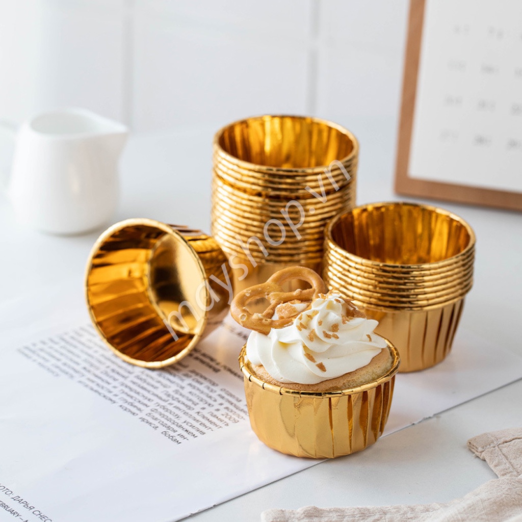 50 Cup giấy nhôm làm cupcake