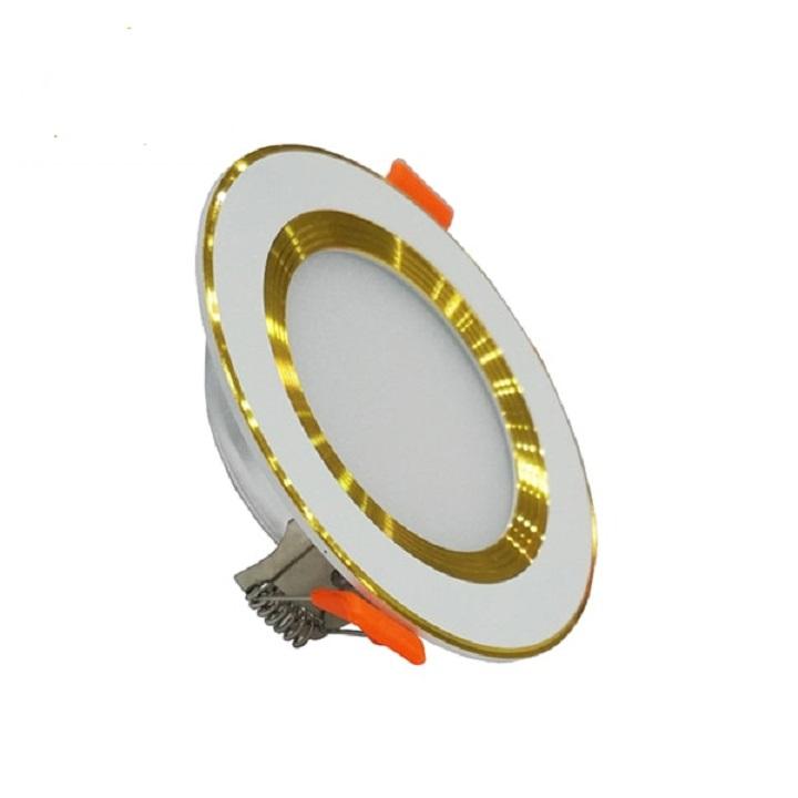 bộ 10 led âm trần trang trí 3 mầu viền vàng 7W