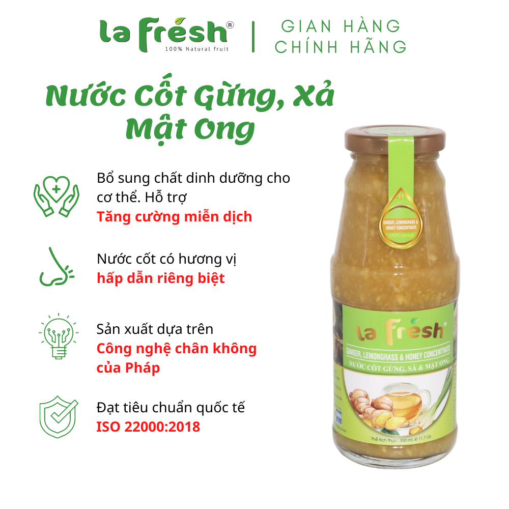 [HCM]Nước cốt Gừng Sả Mật Ong Lafresh Đà Lạt 350ml