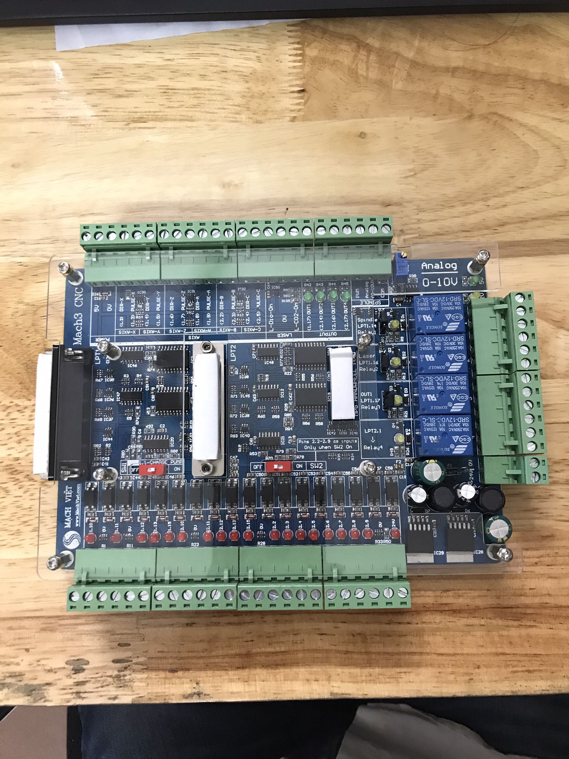 Mạch BOB Mach3 6 trục CNC V4.3.2 (tuỳ chọn đủ bộ 1 card PCI to LPT và 2 cáp LPT )