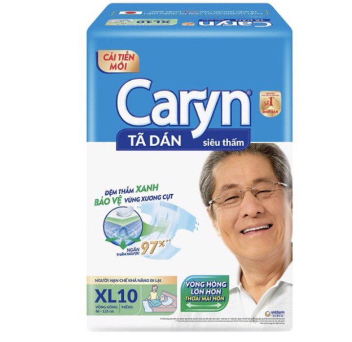 Tã dán Caryn XL10 siêu thấm người già