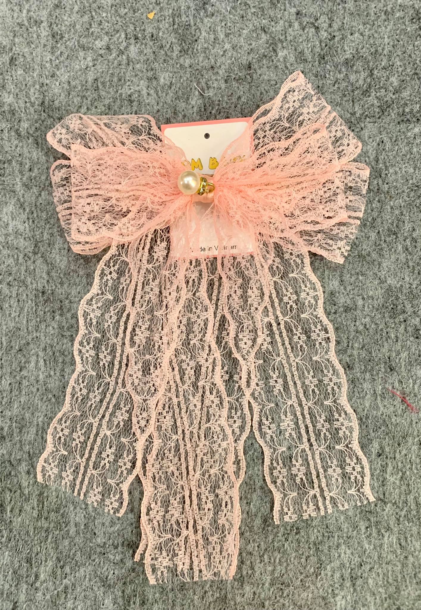 Nơ kẹp tóc ren tiểu thư style hàn quốc xinh yêu tripbletdress