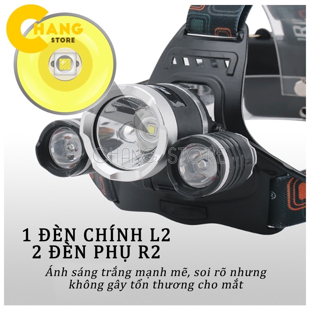[HCM]Đèn Pin Đội Đầu Đèn Đeo Trán 3 Bóng LED Siêu sáng Siêu Bền.