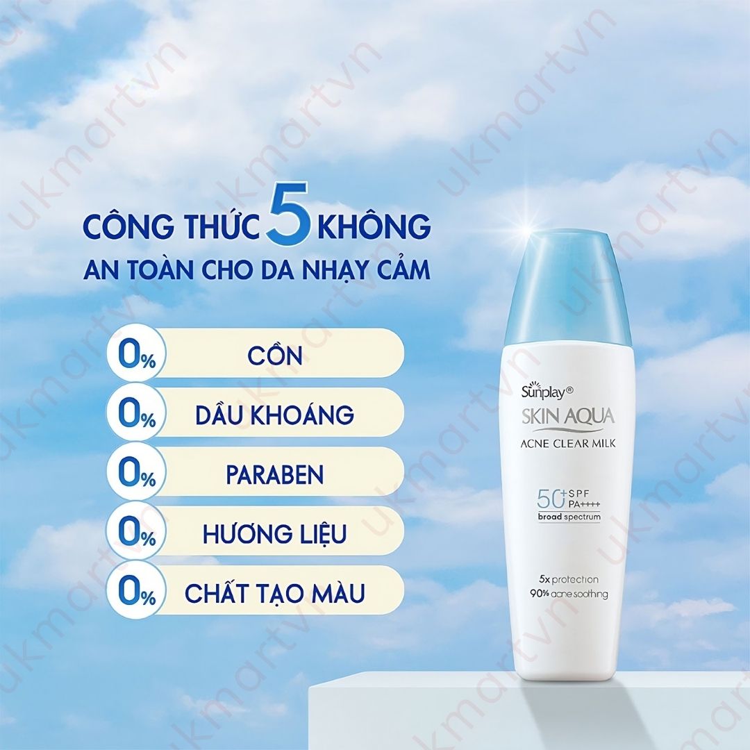Sữa Chống Nắng Sunplay Skin Aqua Dưỡng Da Ngừa Mụn 25g Acne Clear Milk SPF50+ PA++++ (Eco Việt Nam)