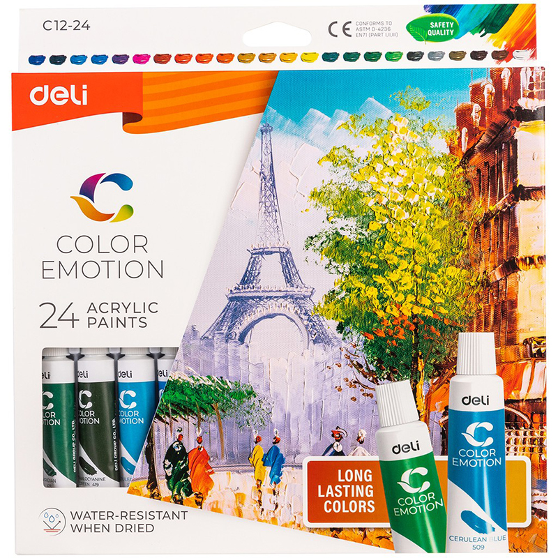 Màu nước acrylic dạng tuýp 12ml 12/24 màu c12-12/c12-24