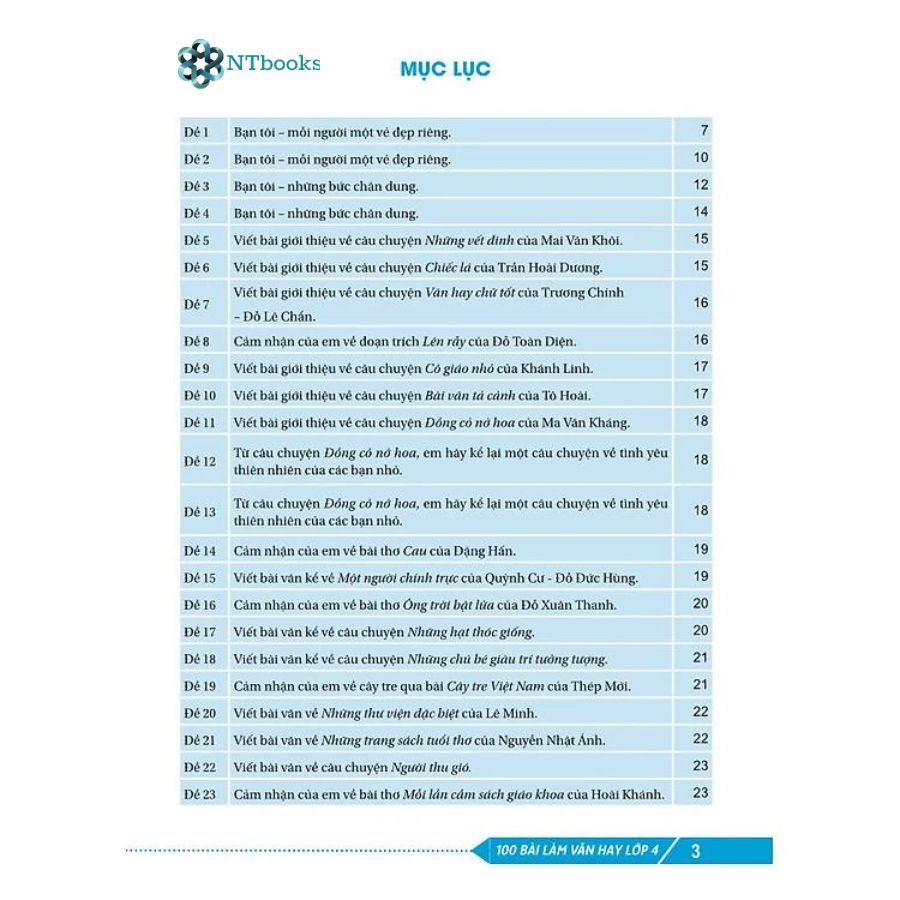 Sách 100 Bài Làm Văn Hay Lớp 4 - NTbooks