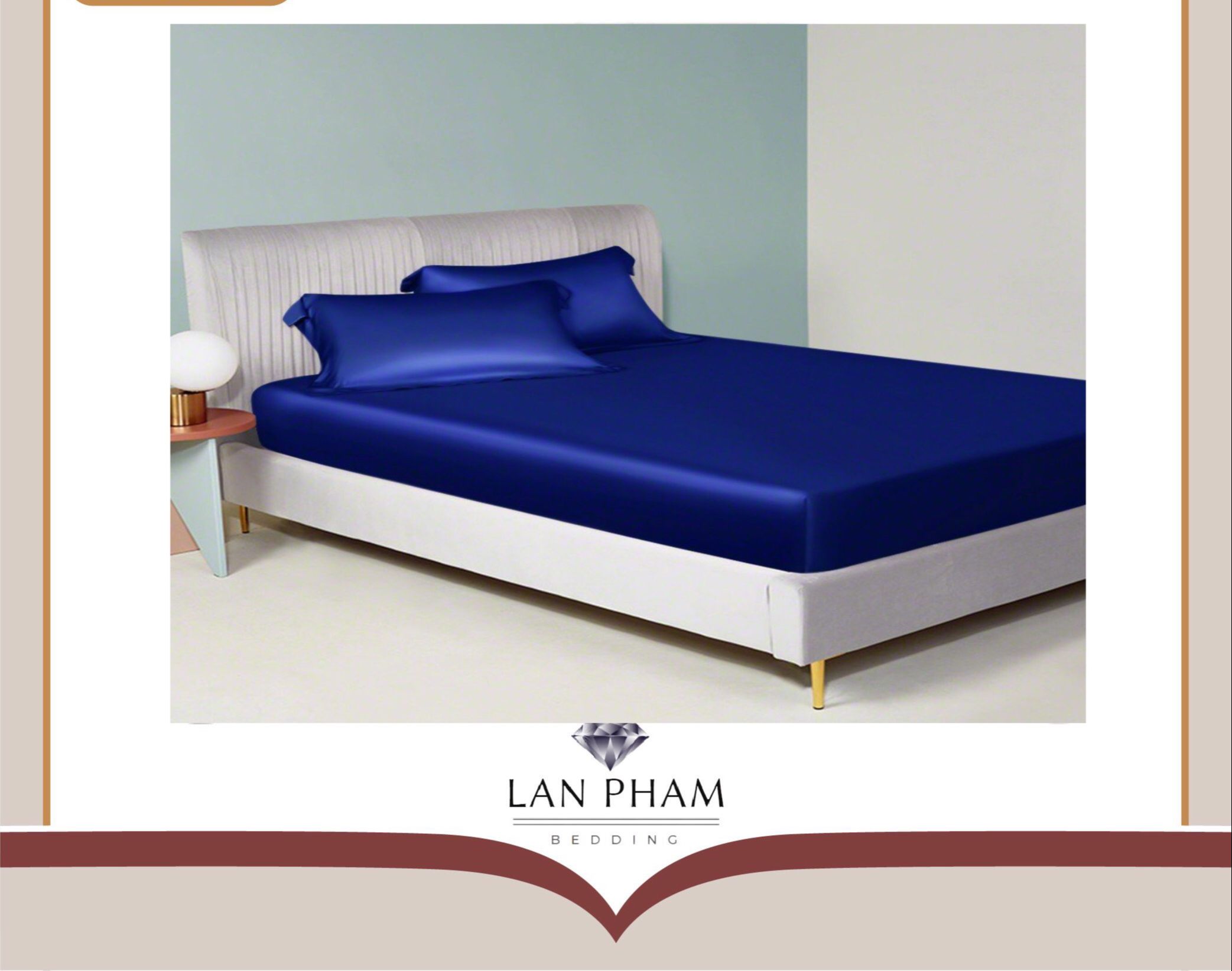 ( Lụa Loại 1) Ga - Drap Giường Lẻ Phi Lụa Lan Pham Bedding - Màu Xanh Biển