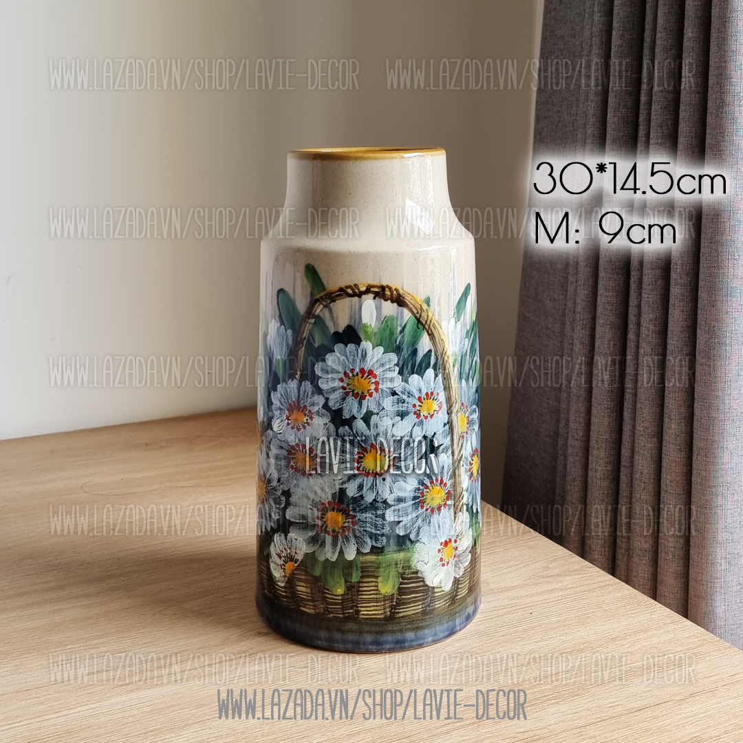 Lọ hoa gốm sứ vẽ thủ công Bát Tràng