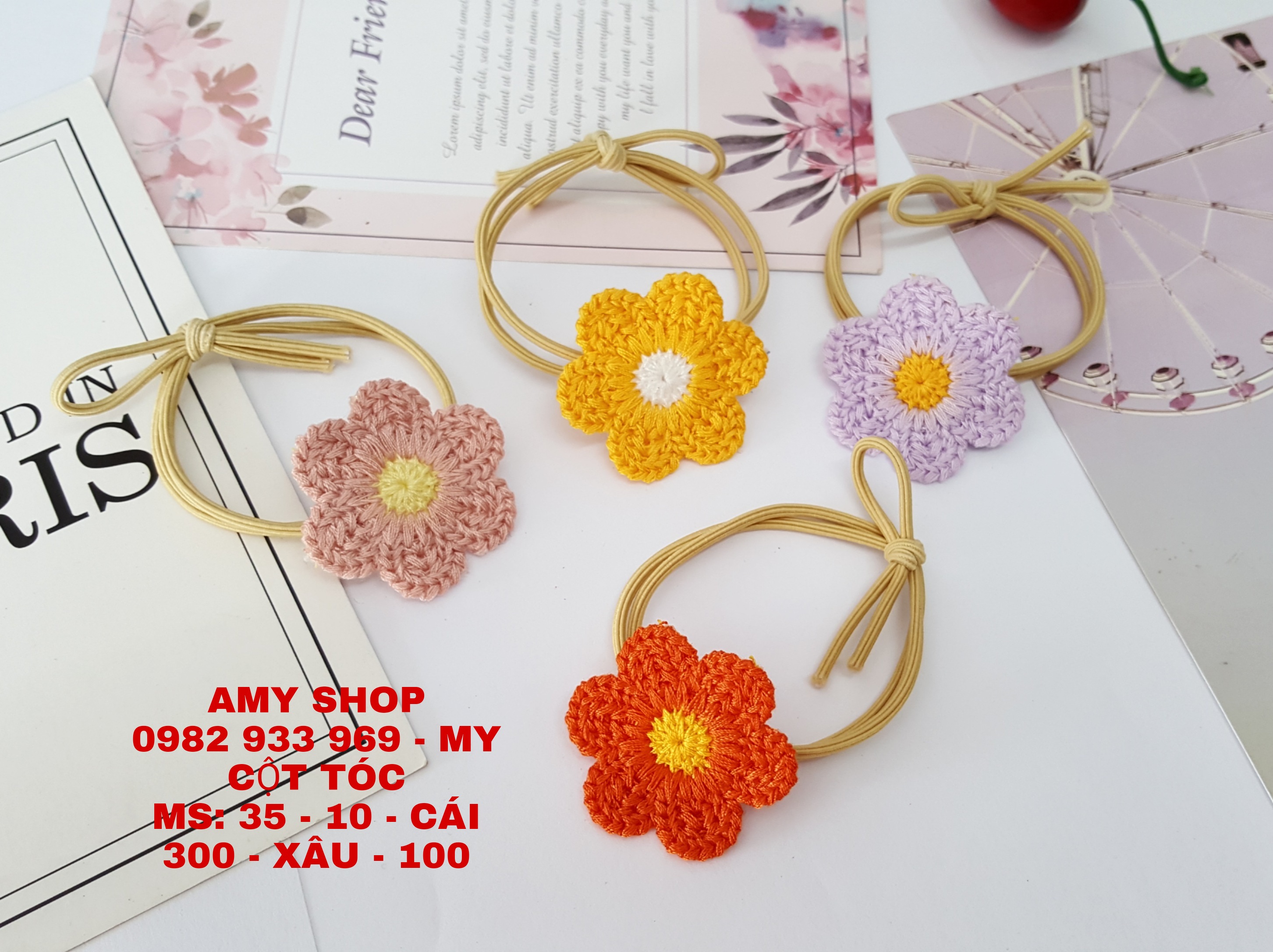 (GIÁ SỈ) 10 CÁI CỘT TÓC LEN HOA