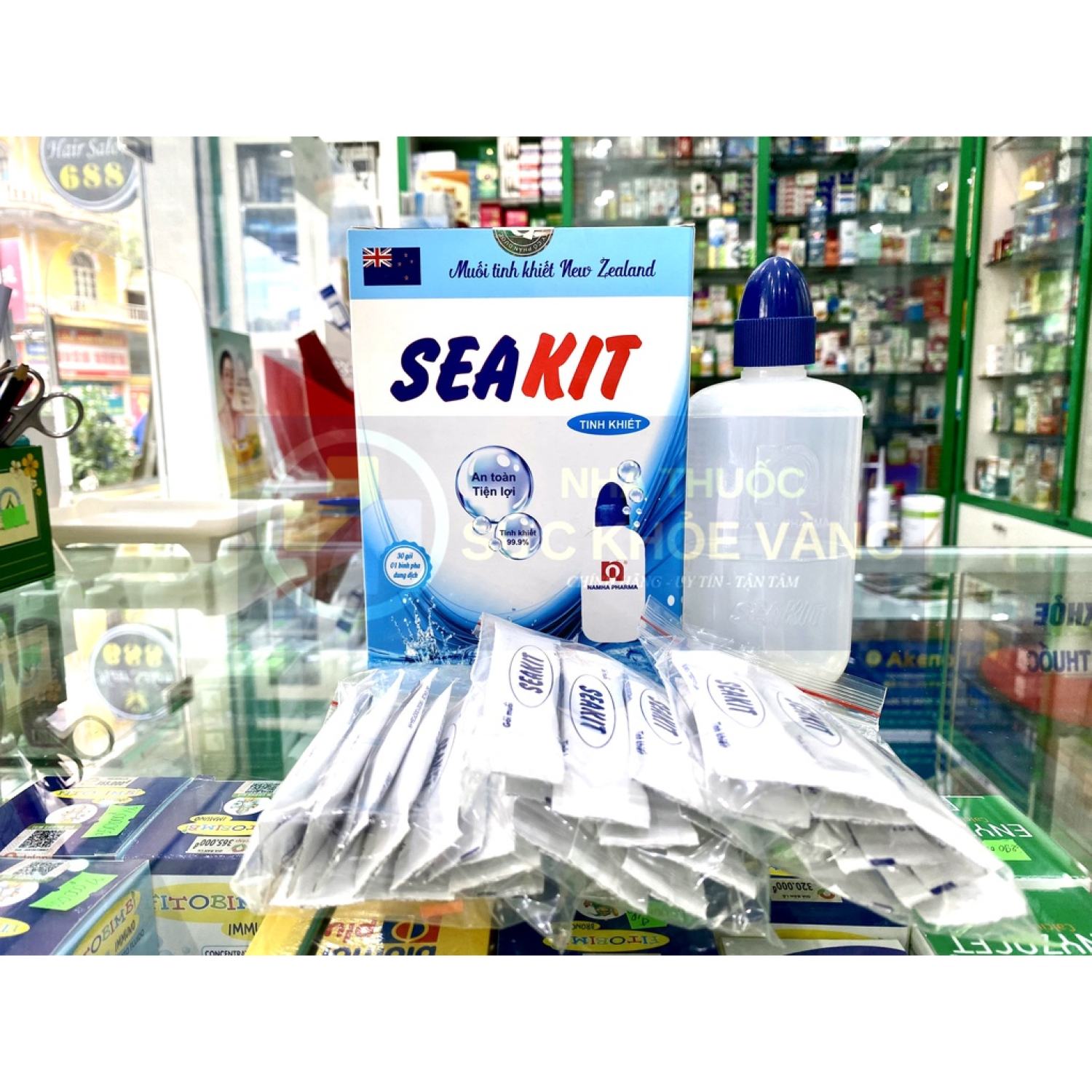 SeaKit Bộ Bình Rửa Mũi Có Sẵn 30 Gói Muối