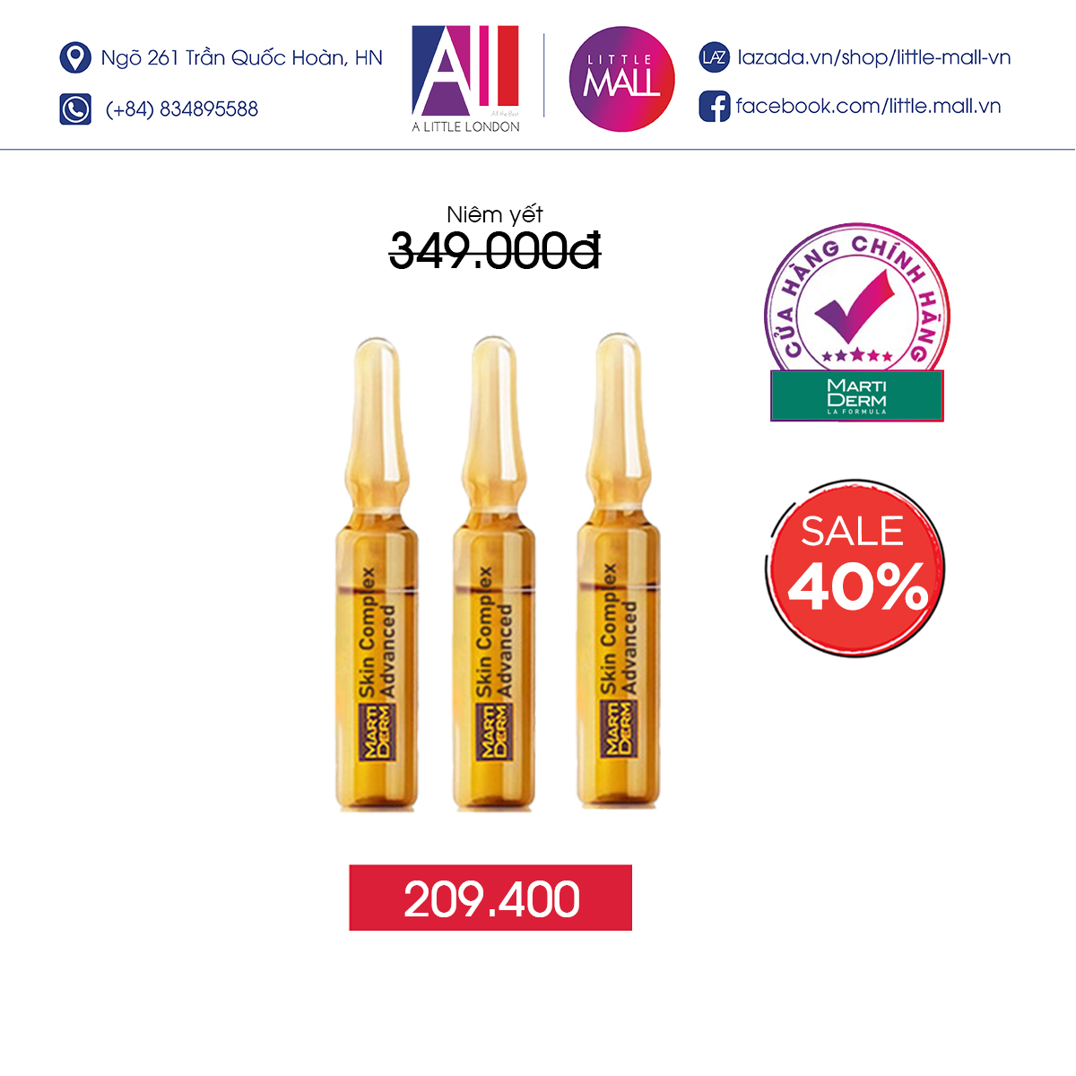 Set tinh chất chống oxy hoá, trẻ hóa & làm sáng da MartiDerm Black Diamond Skin Complex Advanced (Nhập khẩu)