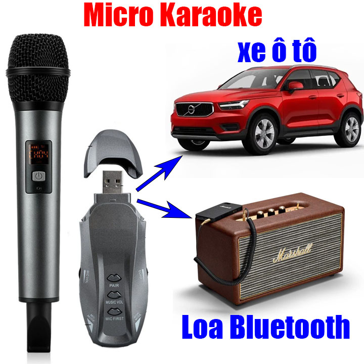Micro Không Dây Có Echo và Bluetooth K18V BX7, Dùng Cho ô tô, Loa Bluetooth