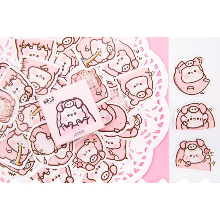 Bộ 46 sticker pink hàn quốc dán trang trí e72