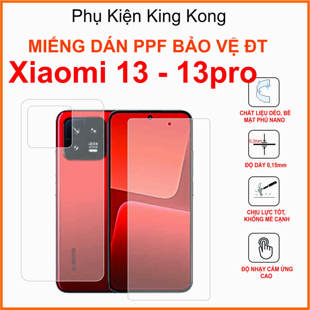Miếng dán Ppf máy Xiaomi 13/mi13pro Dán nhám chống bám vân tay