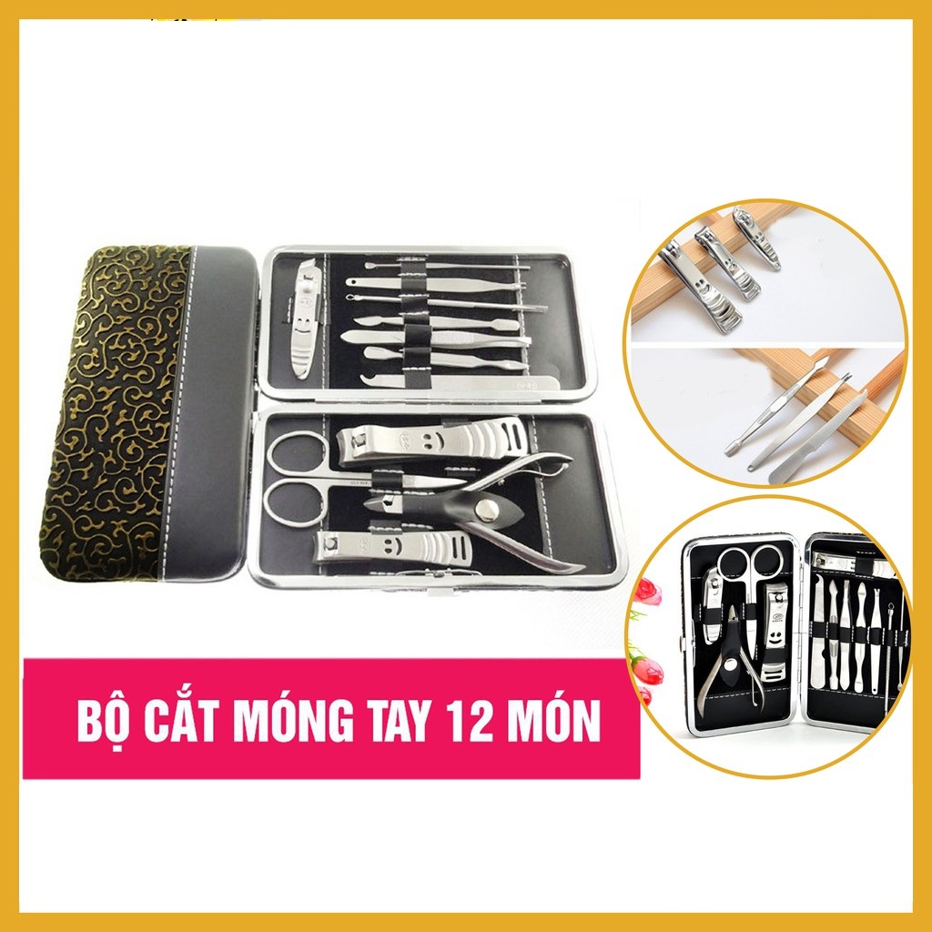 Bộ Cắt Móng Tay 12 Món Tiện Dụng, Bộ Bấm Móng Tay Bằng Thép Không Gỉ Cao Cấp Kèm Bao Da Sang Trọng ( Bộ To Có Kiềm, Bộ Nhỏ Không Có Kiềm)