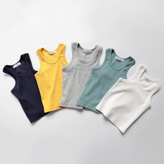 ÁO BA LỖ THUN GÂN 100% COTTON CHO BÉ