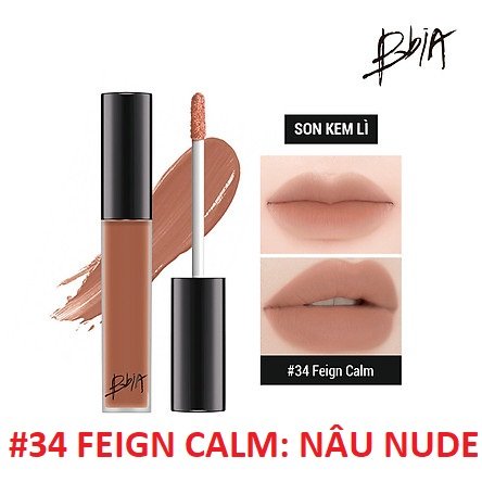 Son kem lì bbia last velvet lip tint #34 feign calm: nâu nude.