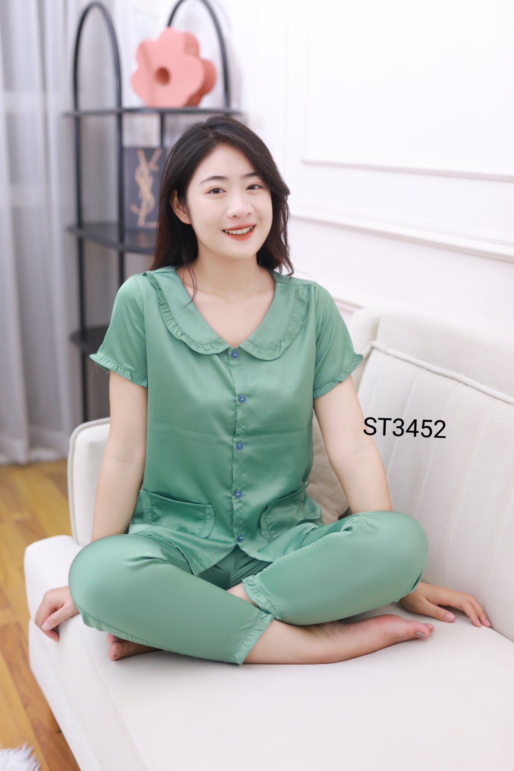 Đồ bộ mặc nhà nữ, quần áo nữ lụa satin mềm mịn 3 màu