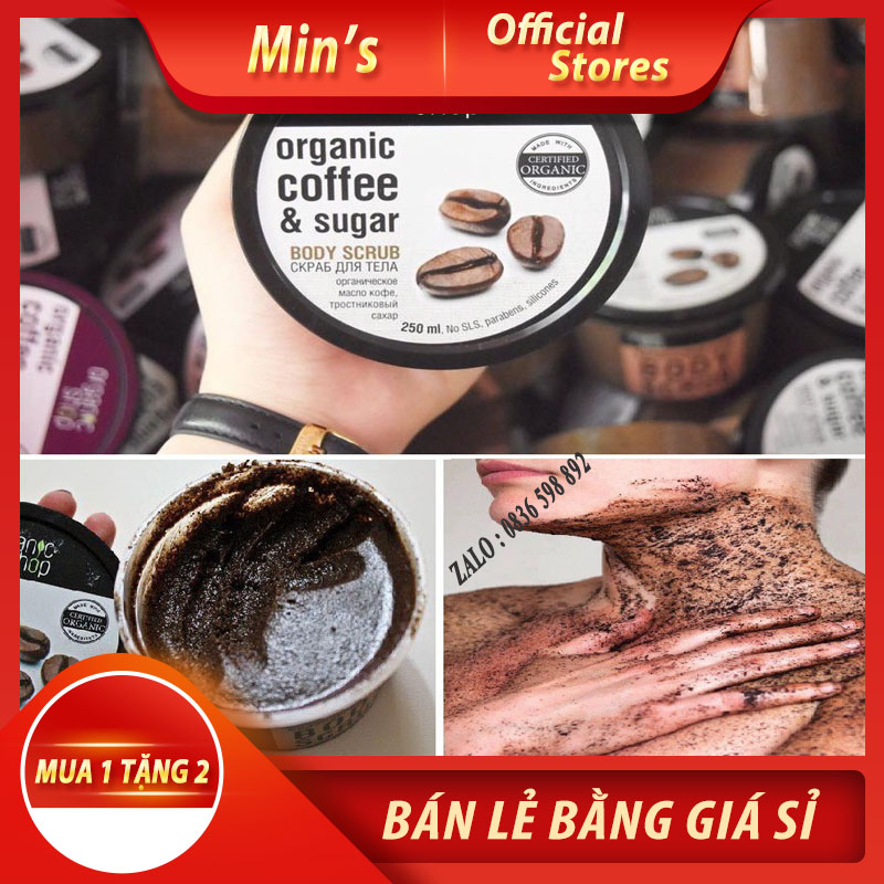 Muối tẩy da Chết toàn thân Organic Cà phê 250ml