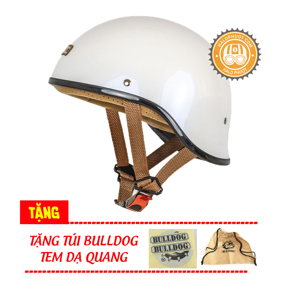 Mũ bảo hiểm Bulldog GANG nửa đầu Trắng (chính hãng)