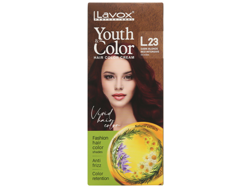 Kem nhuộm màu tóc cao cấp Lavox Youth&Color L23 (Đỏ đậm) nhập khẩu