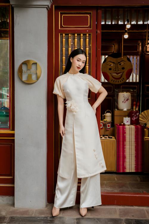 Áo Dài Hai Tà Đính Hoa Nữ