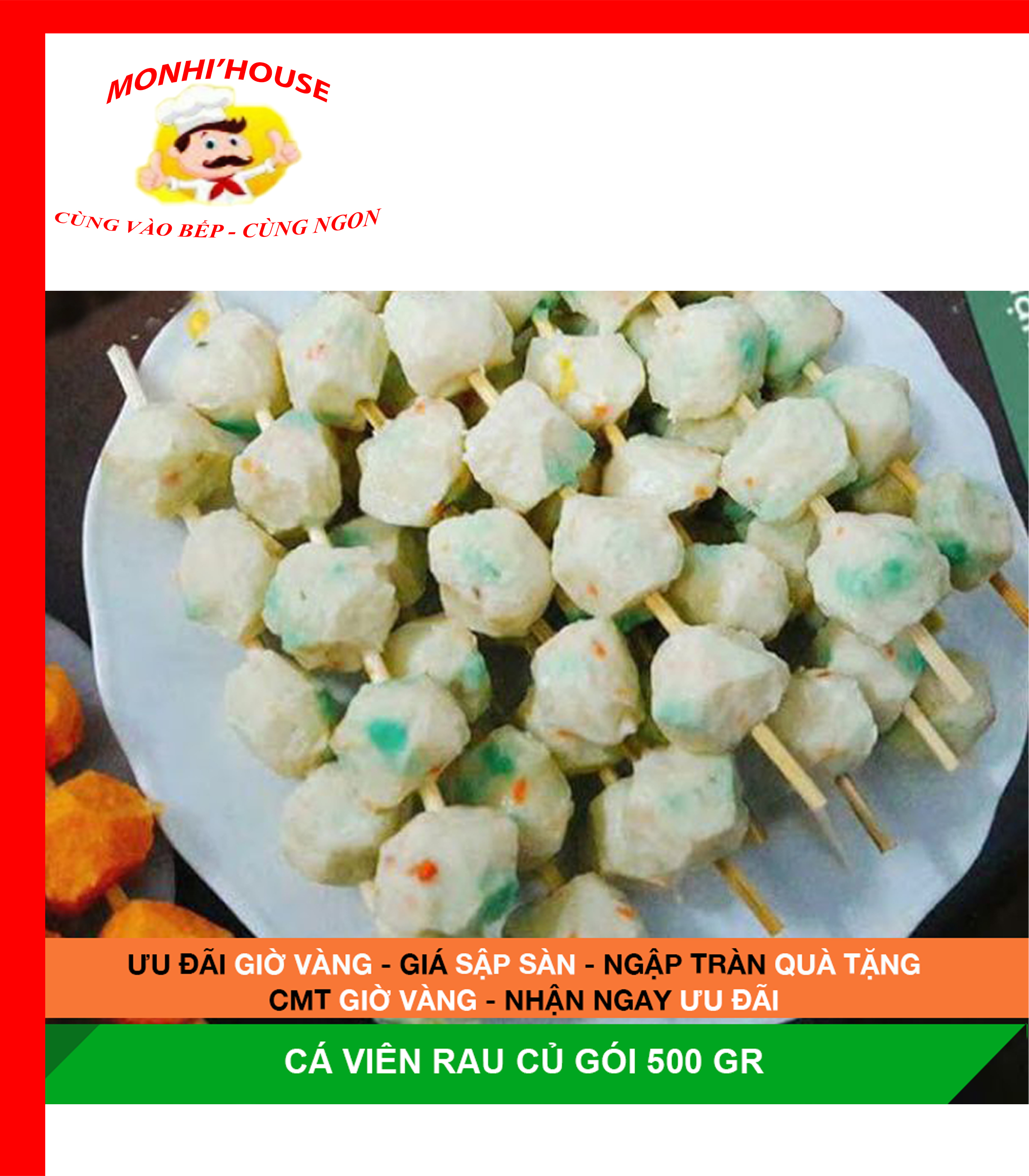 1Kg Cá Viên Rau Củ_Giao Hỏa Tốc HCM (gồm 2 gói 500g)