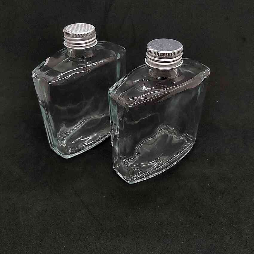 glass bottle 250ML – Flat Square design - 2 bottles