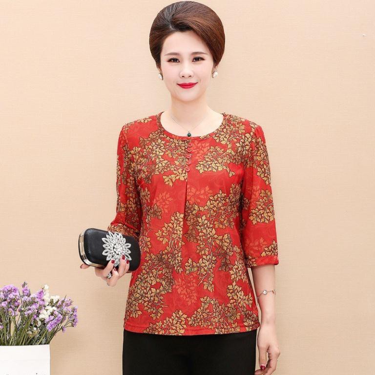 ÁO TRUNG NIÊN CÚC CỔ HỌA TIẾT