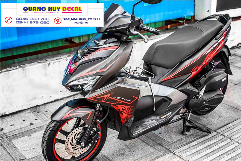 Tem trùm Air Blade đen chỉ đỏ - Độ dán team trùm decal xe máy Air Blade đen chỉ đỏ - Team trùm decal xe máy Air Blade rẻ đẹp và chất
