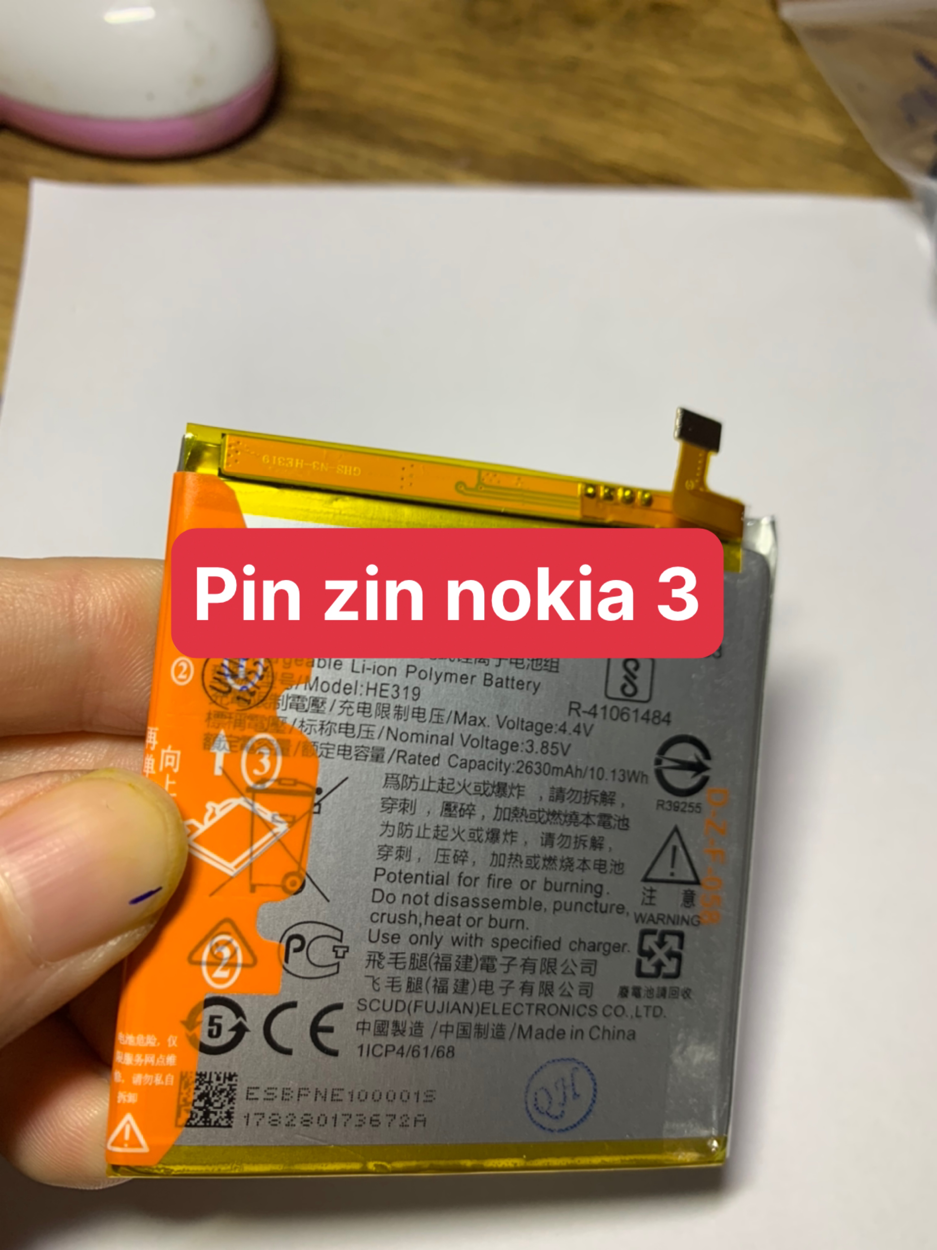 pin zin mới điện thoại nokia 3/ HE 319 ( PIN LOẠI 1)