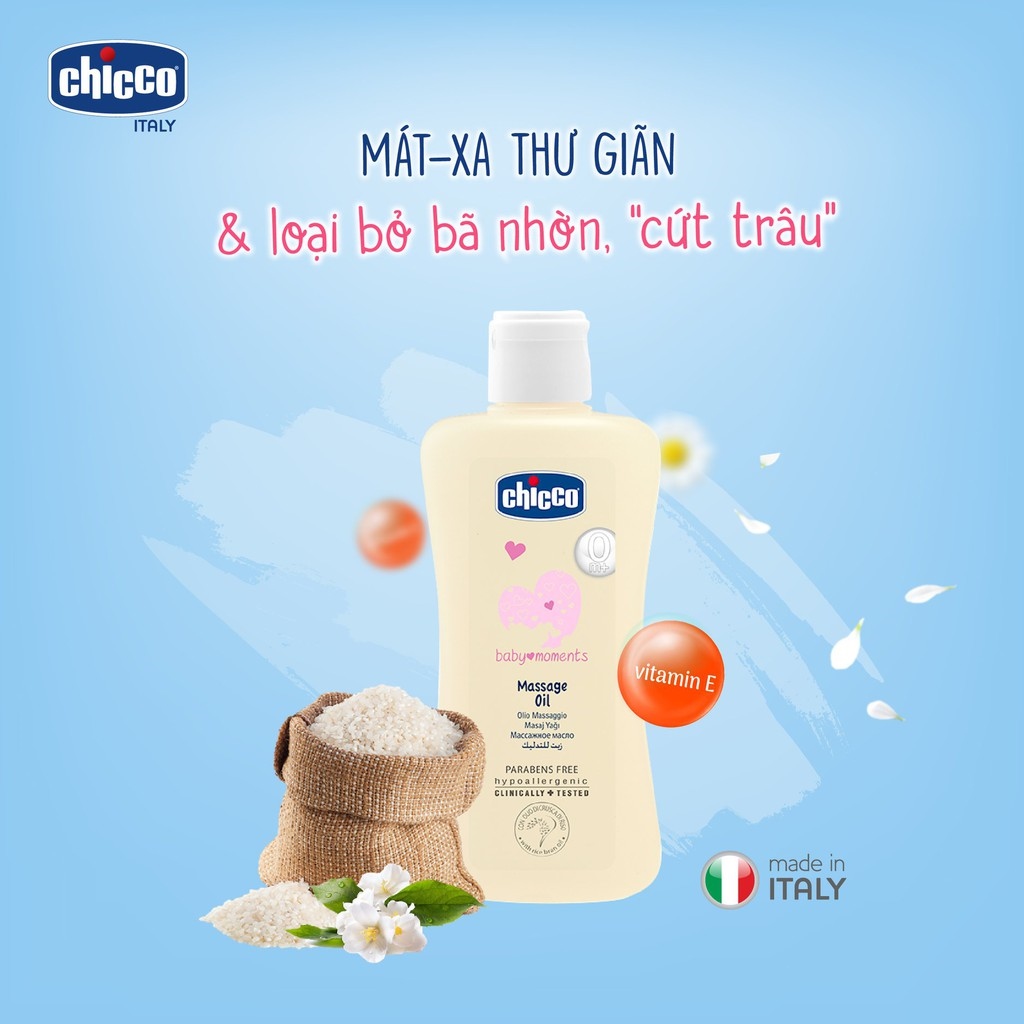 Dầu Massage CHICCO Chiết Xuất Cám Gạo 200ML