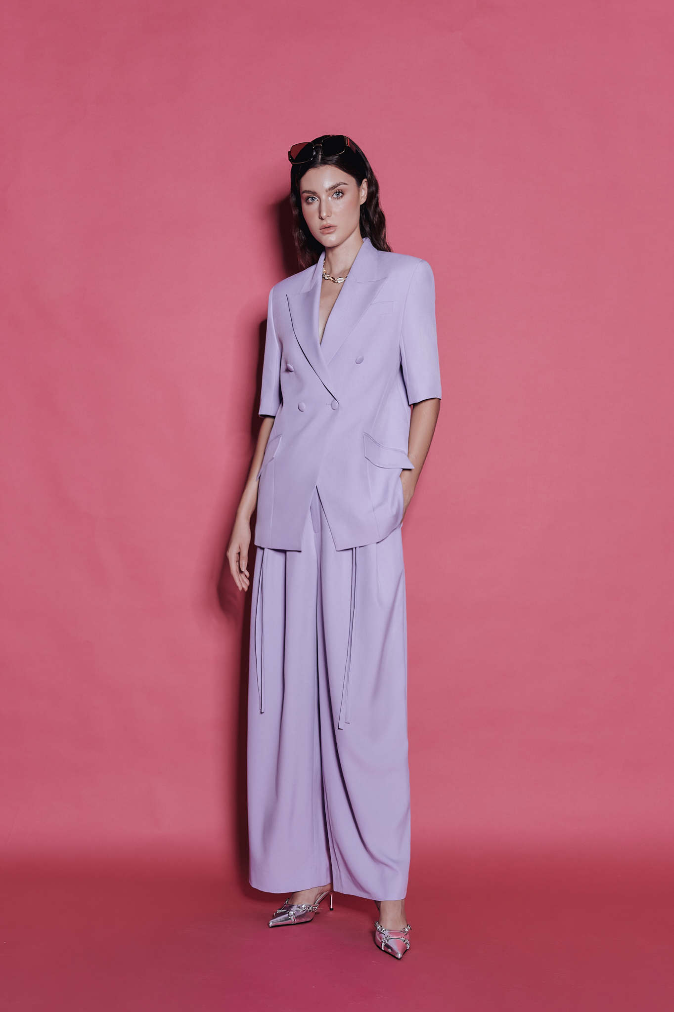 Quần thời trang ống rộng cạp cao - ESTHER STUDIOS - Mega Pants - Violet