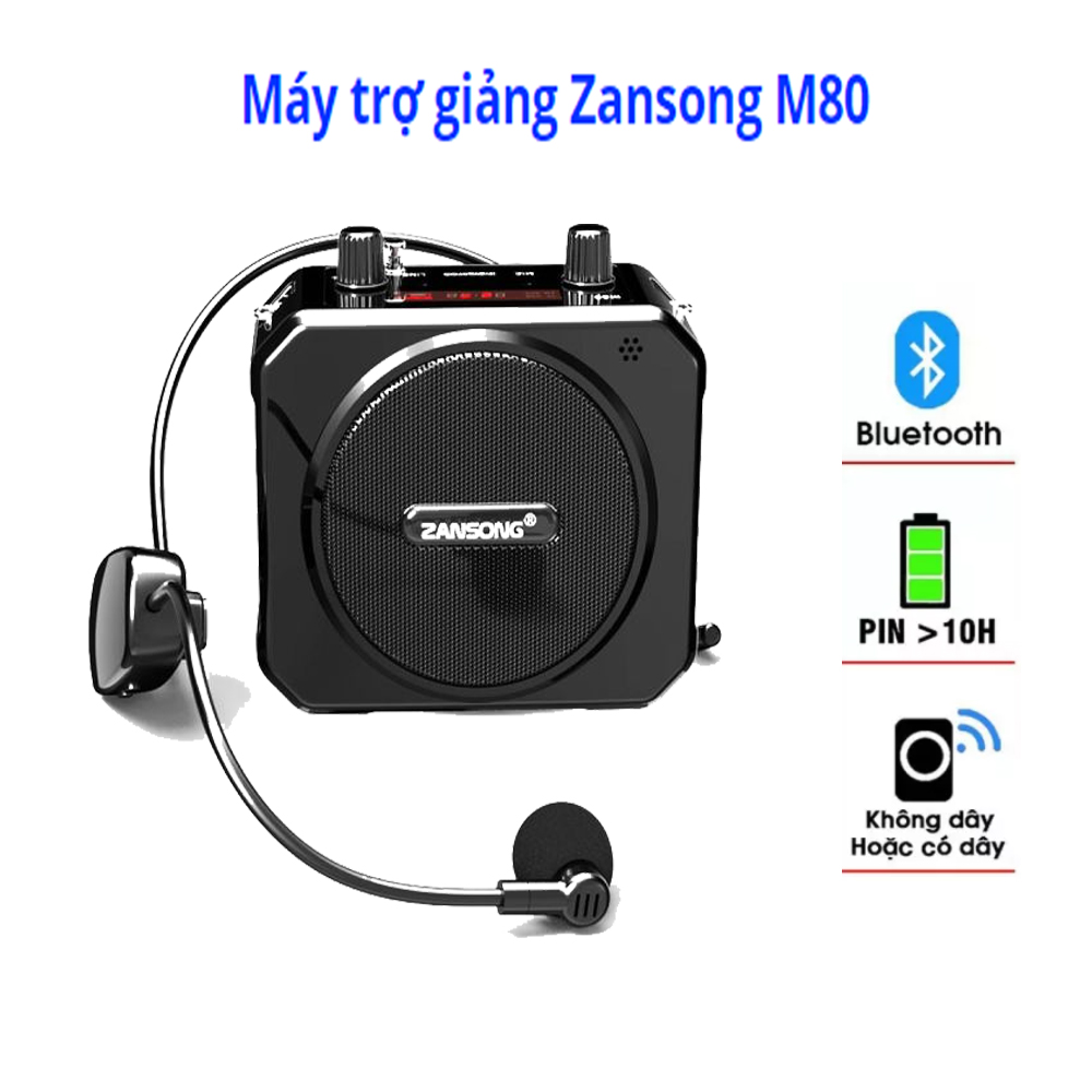 Loa Trợ Giảng Không Dây Zansong M80 - M70 Máy Trợ Giảng Công Suất Lớn Kèm Mic Không Dây Đeo Tai Hỗ Trợ Gíáo Viên Giảng Dạy, Thuyết Trình. Hướng Dẫn Viên Du Lịch, Âm Thanh To, Rõ