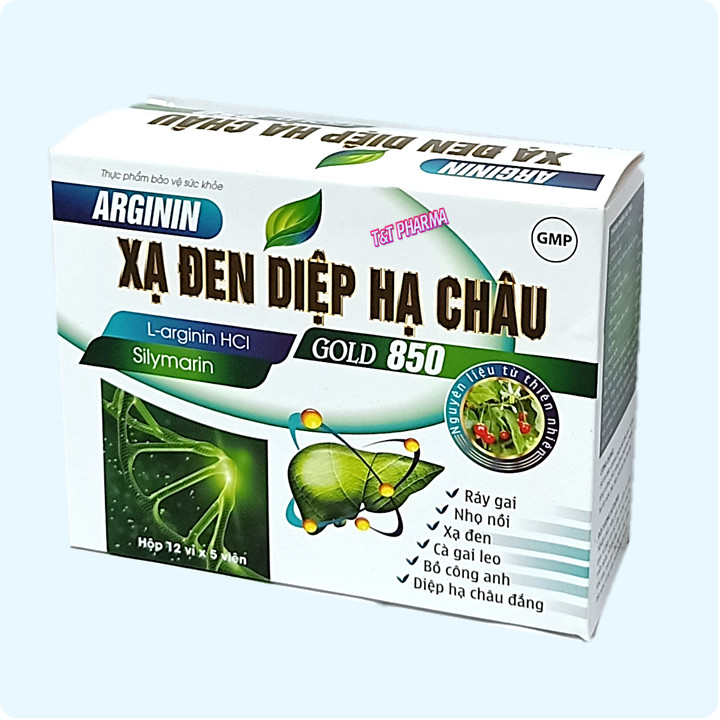 Viên uống bổ gan Arginin Xạ Đen Diệp Hạ Châu giải độc gan, hạ men gan - Hộp 60 viên thành phần cà gai leo, diệp hạ châu