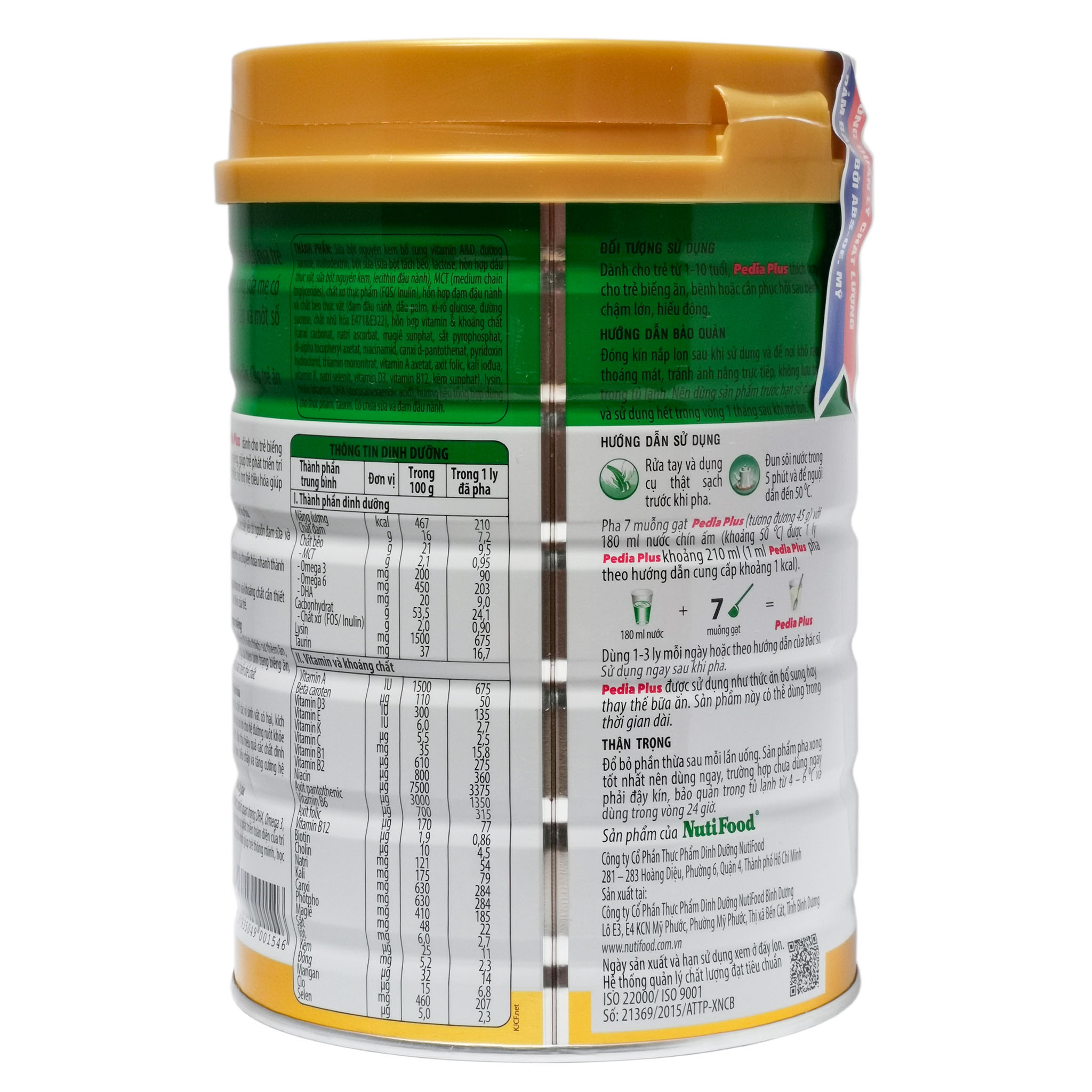 Sữa Bột NutiFood Pedia Plus Hộp 900g (Dinh dưỡng đặc biệt cho trẻ biếng ăn; Cho trẻ 1~10 tuổi)