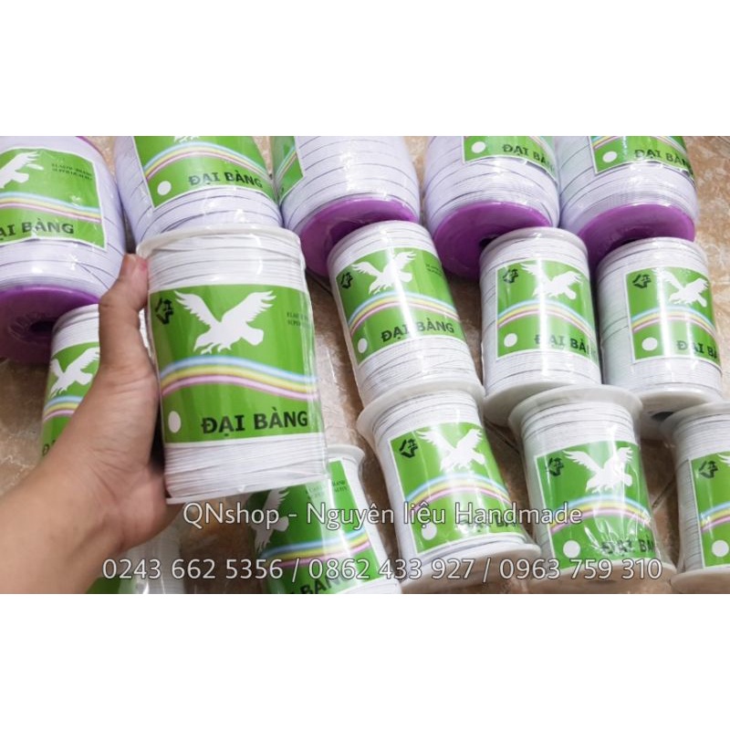 Dỉ - cuộn 100m dây chun bản 10mm, 5mm, 3mm làm chun buộc tóc, may quần áo...