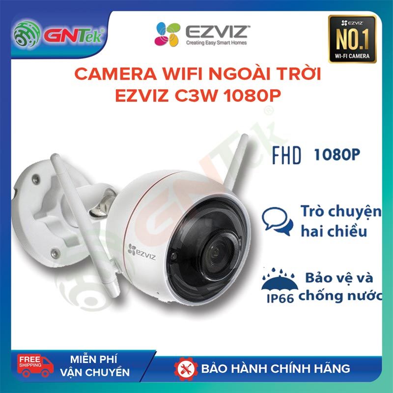 Camera IP wifi Ngoài trời chống nước IPX6 Ezviz C3W 1080p 2MPX còi đèn báo động, đàm thoại 2 chiều – Bảo hành chính hãng 24 tháng - Tặng 1 tuần dùng thử cloud