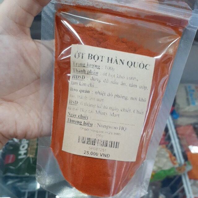 Ớt Bột Hàn Quốc 100g ( chiết túi zip)