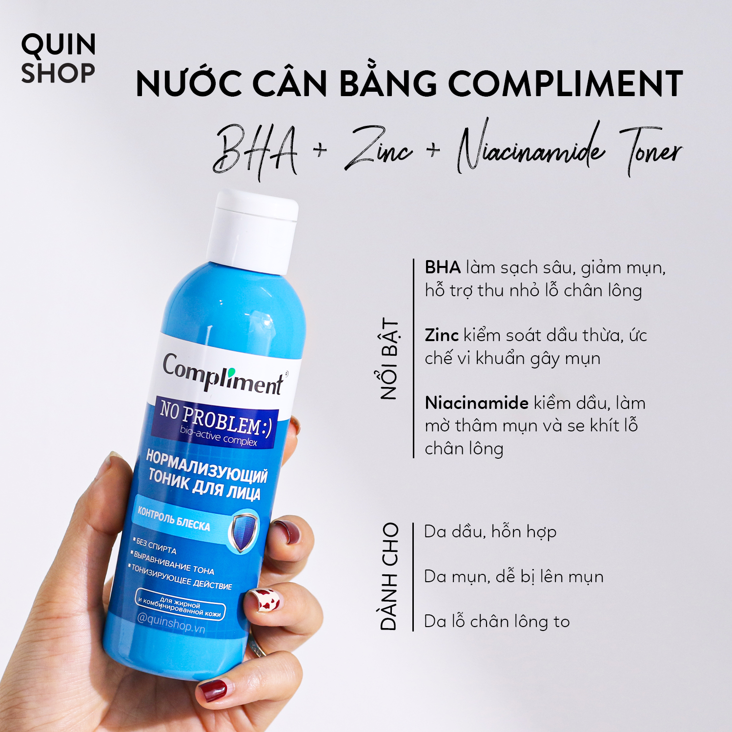 Nước Cân Bằng Giảm Mụn, Kiềm Dầu Compliment No Problem Toner