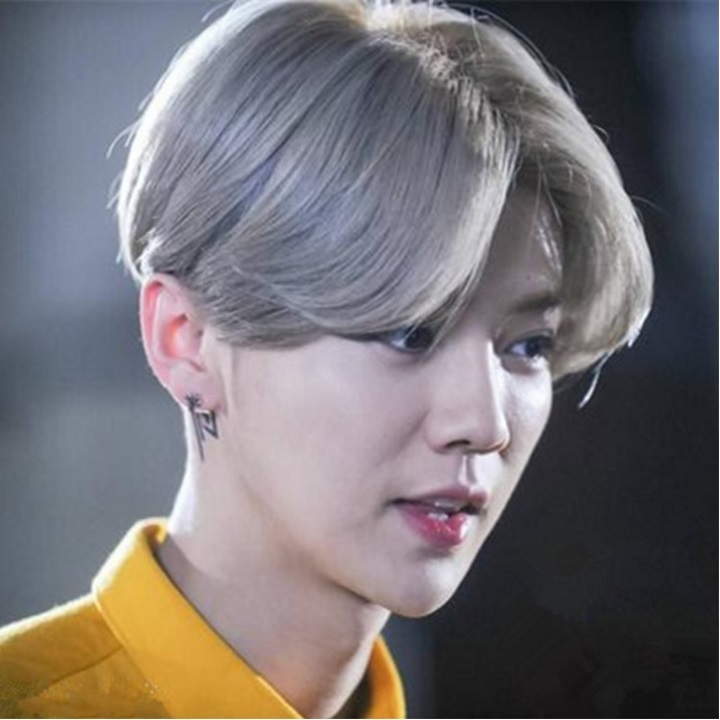 Tóc giả nam nguyên đầu,tóc giả nam cao cấp làm bằng tơ mềm mượt như tóc thật (màu vàng,vàng chanh,khói,hồng) + tặng kèm lưới