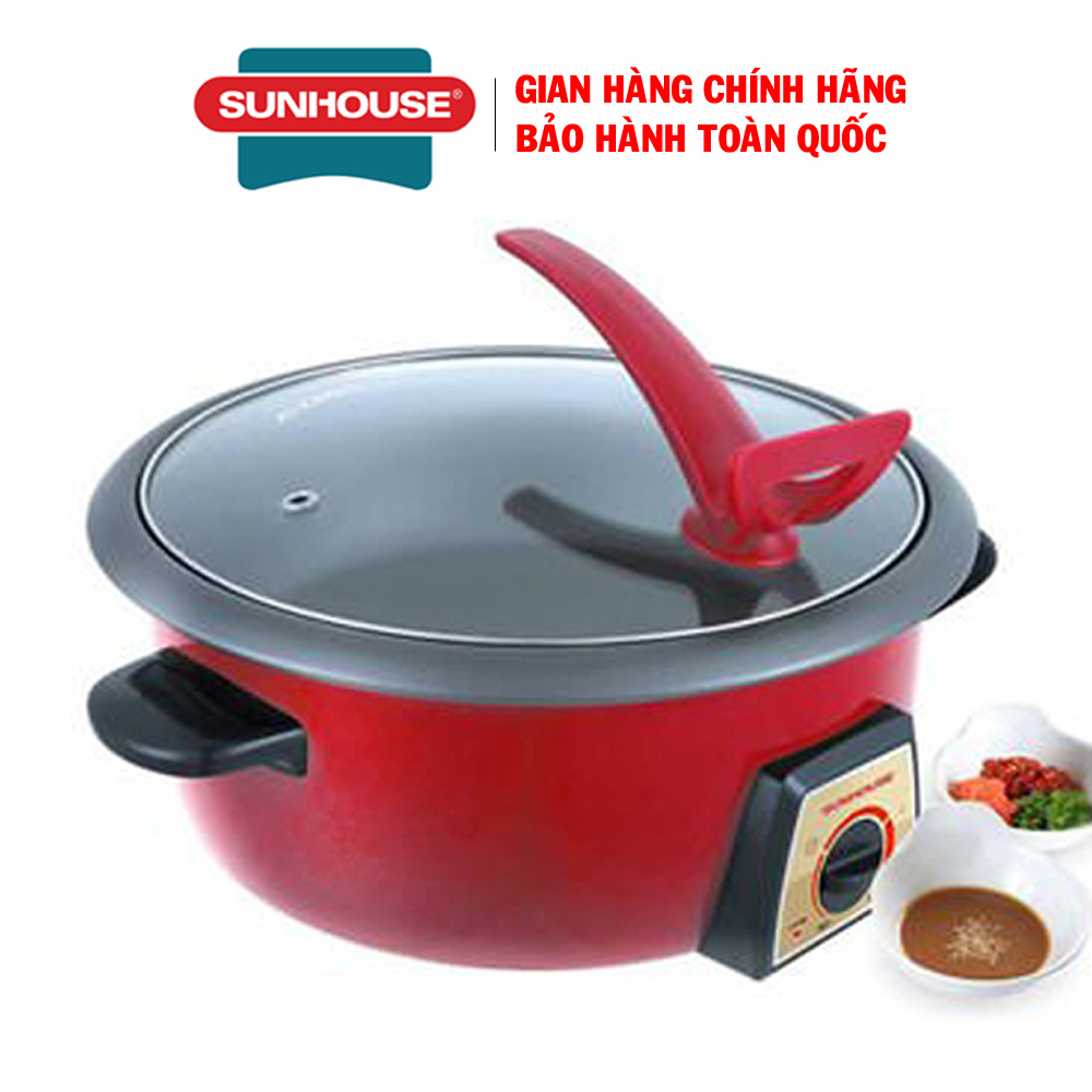 Lẩu điện Sunhouse SHD4520 - Nồi lẩu điện đa năng Sunhouse, Lẩu điện chống dính cao cấp, Công suất 1300W nấu nhanh, Dung tích 3 lít, Đa chức năng: Lẩu, chiên, xào, hầm đáp ứng mọi nhu cầu, bảo hành 12 tháng